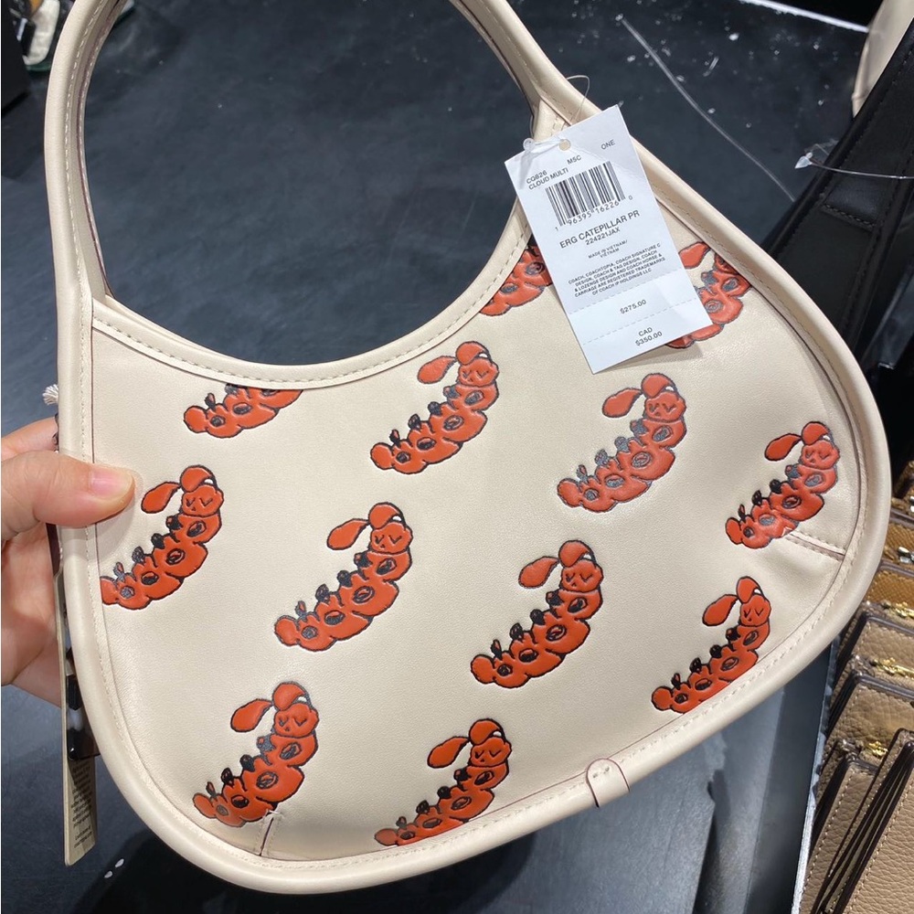 NWT Coach Ergo Bag In Coachtopia Leather With Sleepy Caterpillar Print CQ826